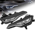 Pair of black LED DRL headlight housings with clear lens and mounting brackets