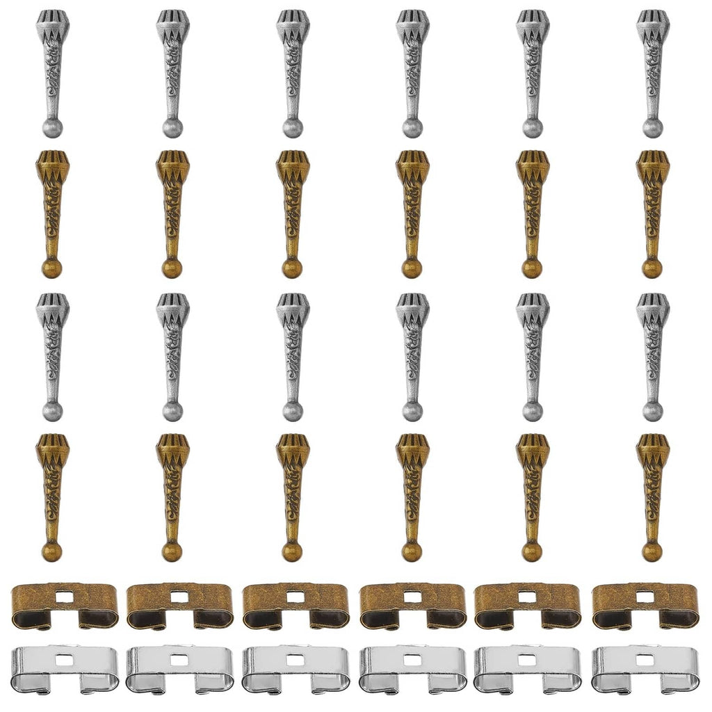 Bolo tie findings kit set of silver and gold-tone connectors and end tips