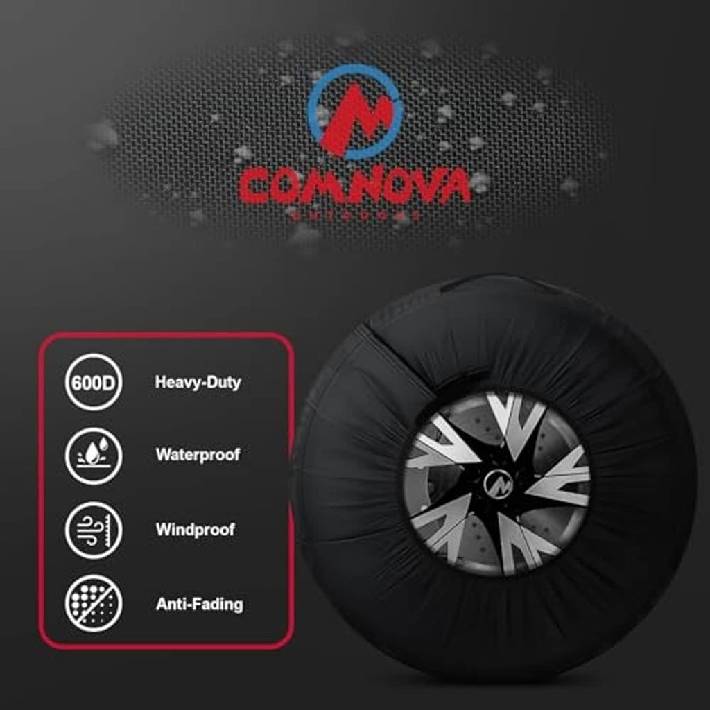 Black heavy-duty spare tire tote with waterproof, windproof, and anti-fading protection