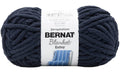 Bernat Blanket Extra jumbo chenille yarn skein, dark indigo blue, bundled package