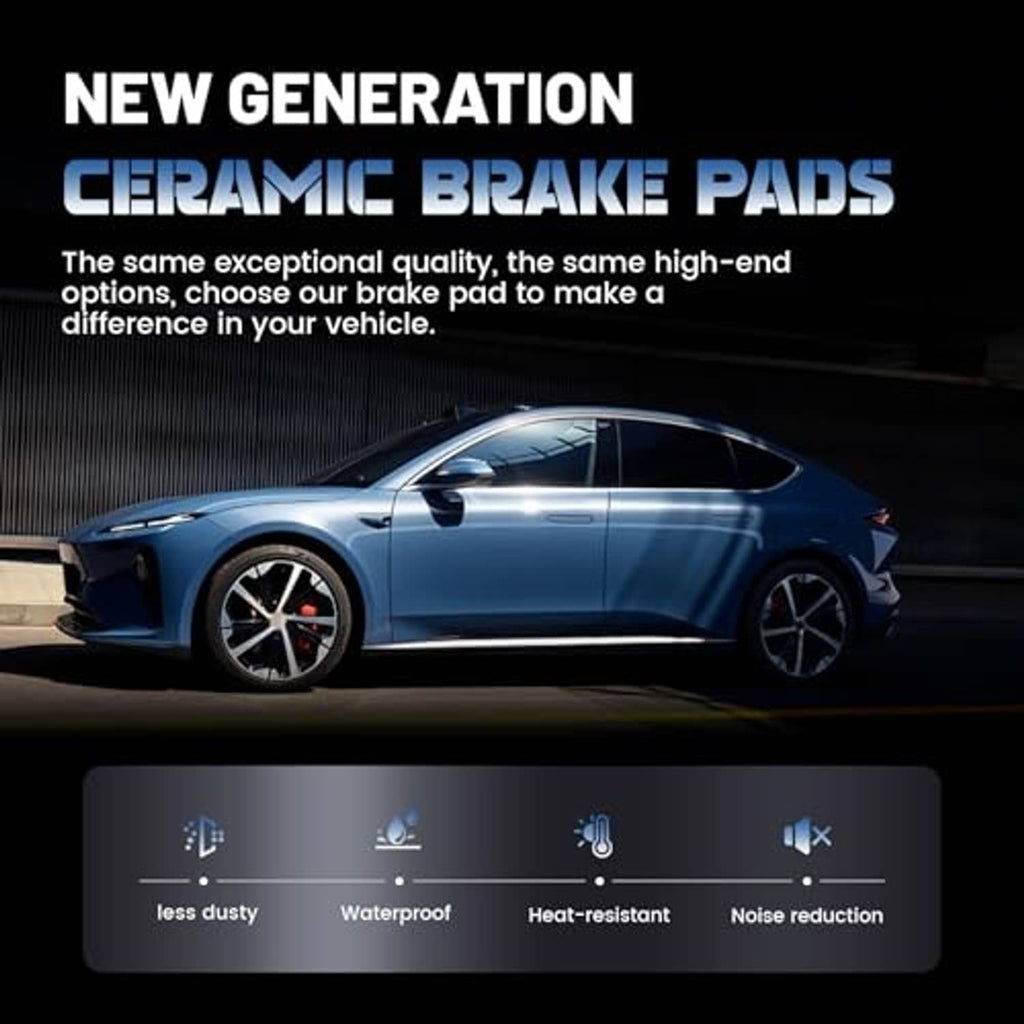 Ceramic brake pads set with multiple gray pads and metal mounting clips