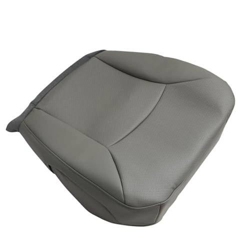 Gray textured driver seat cover with contoured armrest and stitched seam lines.