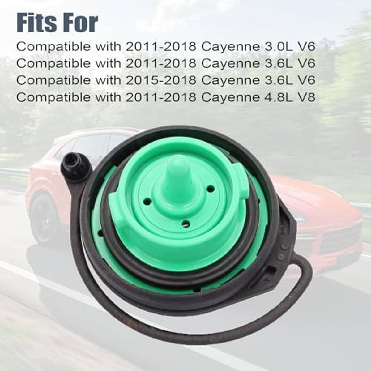 Fuel tank gas cap filler cap assembly with green cap and black gasket ring