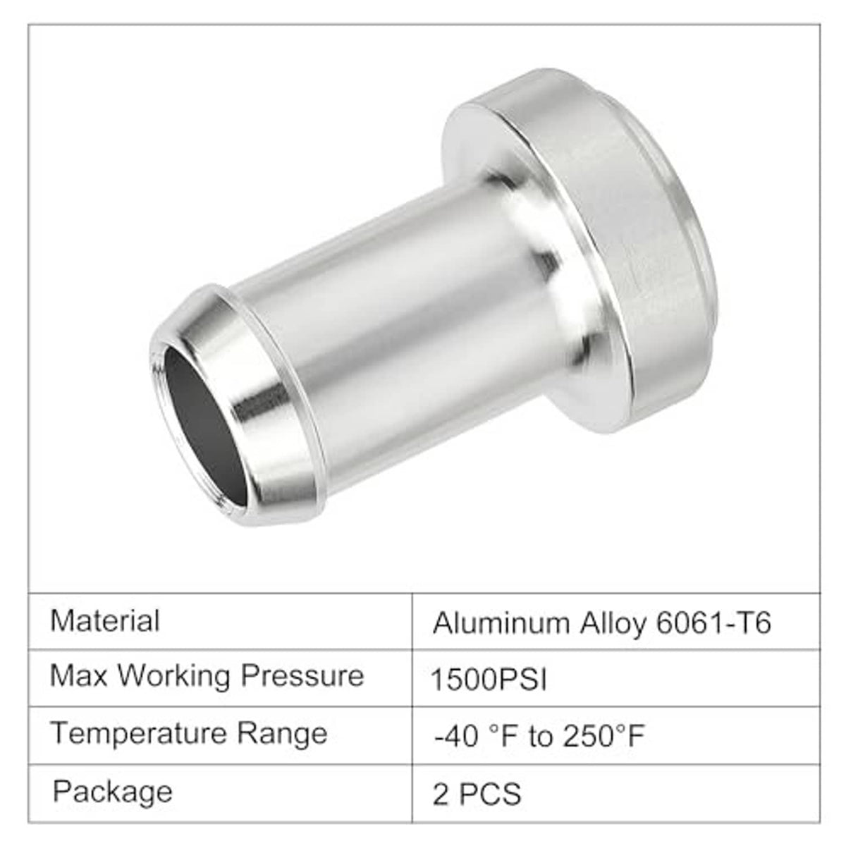 5/8 in weldable hose barb tail nipple fitting, straight cylindrical metal end