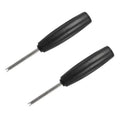 Tire valve core torque tool pair with black grips and metal shafts, two-piece set
