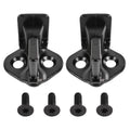 Black anti-rattle door lock striker bracket pair with mounting bolts