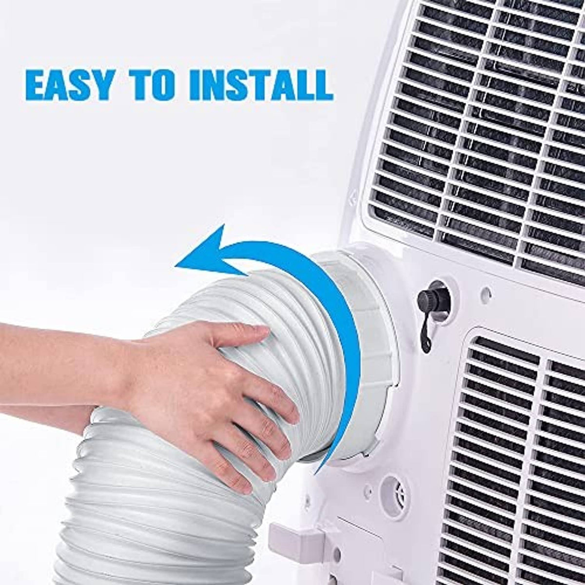AC exhaust hose coupler ring being installed onto portable air conditioner hose
