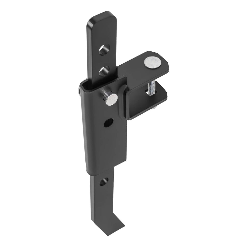 Powder-coated steel chisel plow bracket with vertical mounting plate and clamp hardware