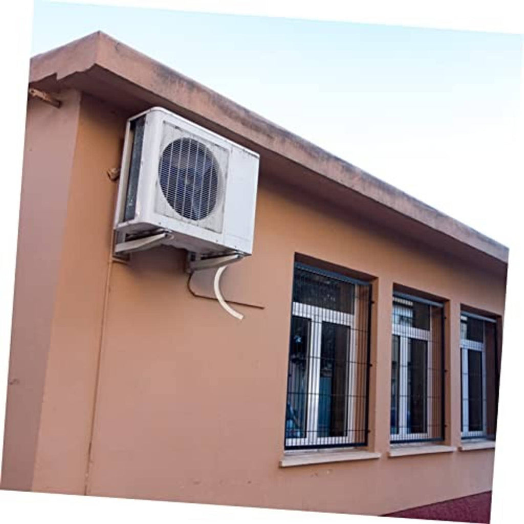 Air conditioner drain hose kit attached to window AC outdoor unit, white tube