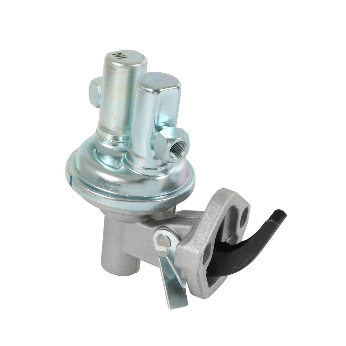 Fuel lift transfer pump with silver top caps and side mounting flange