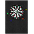 Black felt dart board wall backing tiles with dartboard and darts, set of 2