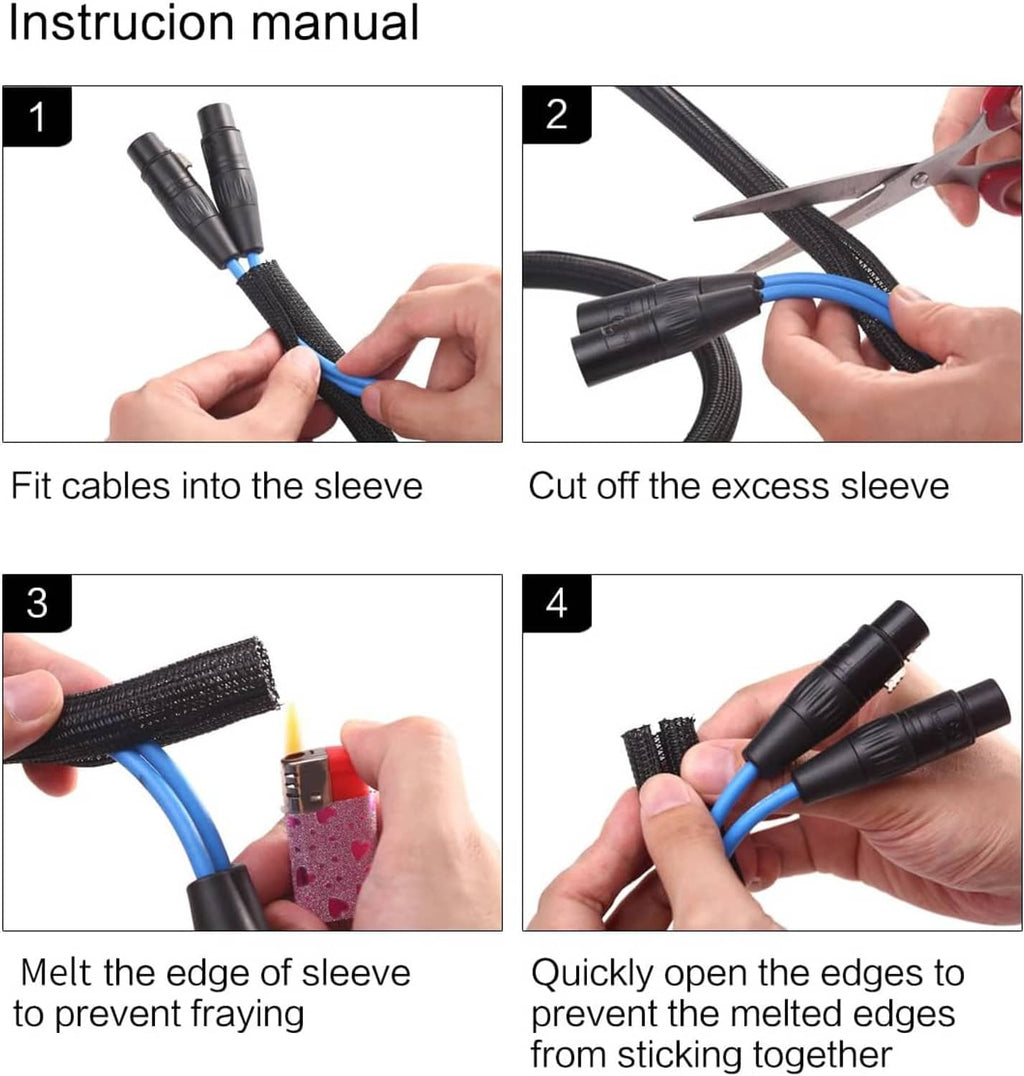 Black split cable sleeve shown in hand during installation