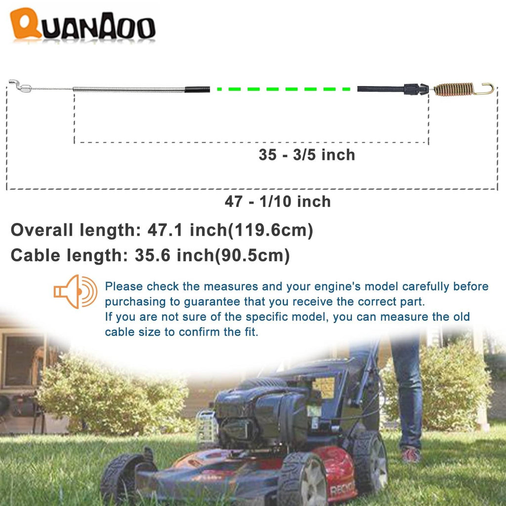Traction cable length diagram: 47.1 in overall, 35.6 in cable length