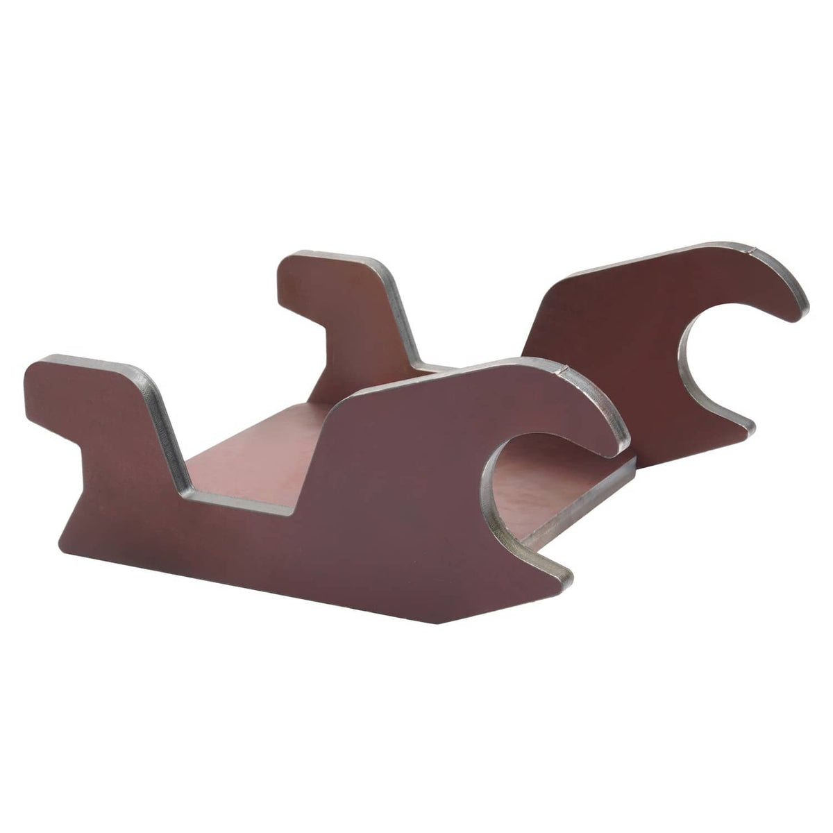 Bucket ear attachment, brown metal frame with four side hooks and center support