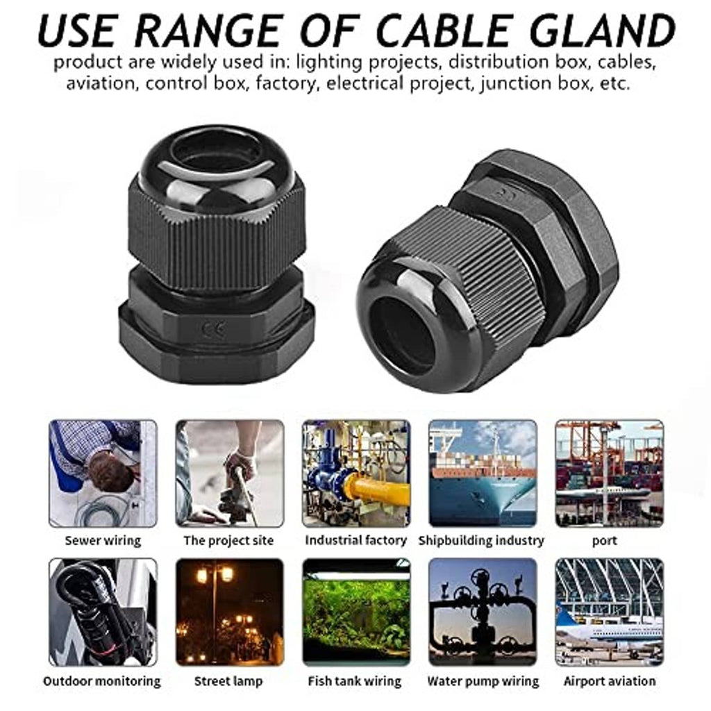 Black NPT cable gland shown for wiring, control boxes, and industrial installations