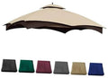 Light beige gazebo canopy top with scalloped valance and dark underside