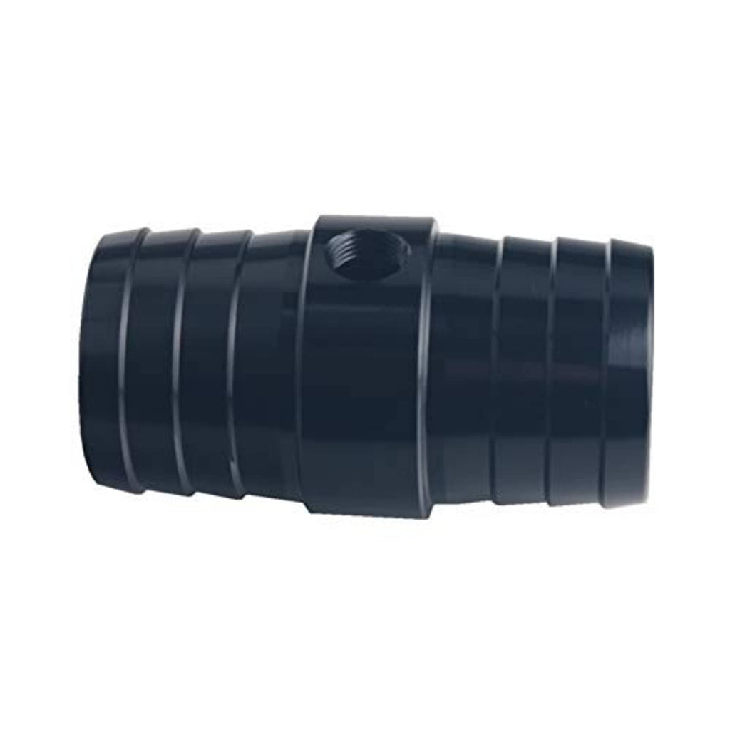 Black ribbed hose adapter with threaded top NPT port