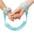 Toddler anti-lost wrist link leash with light blue cuff and coiled spring tether