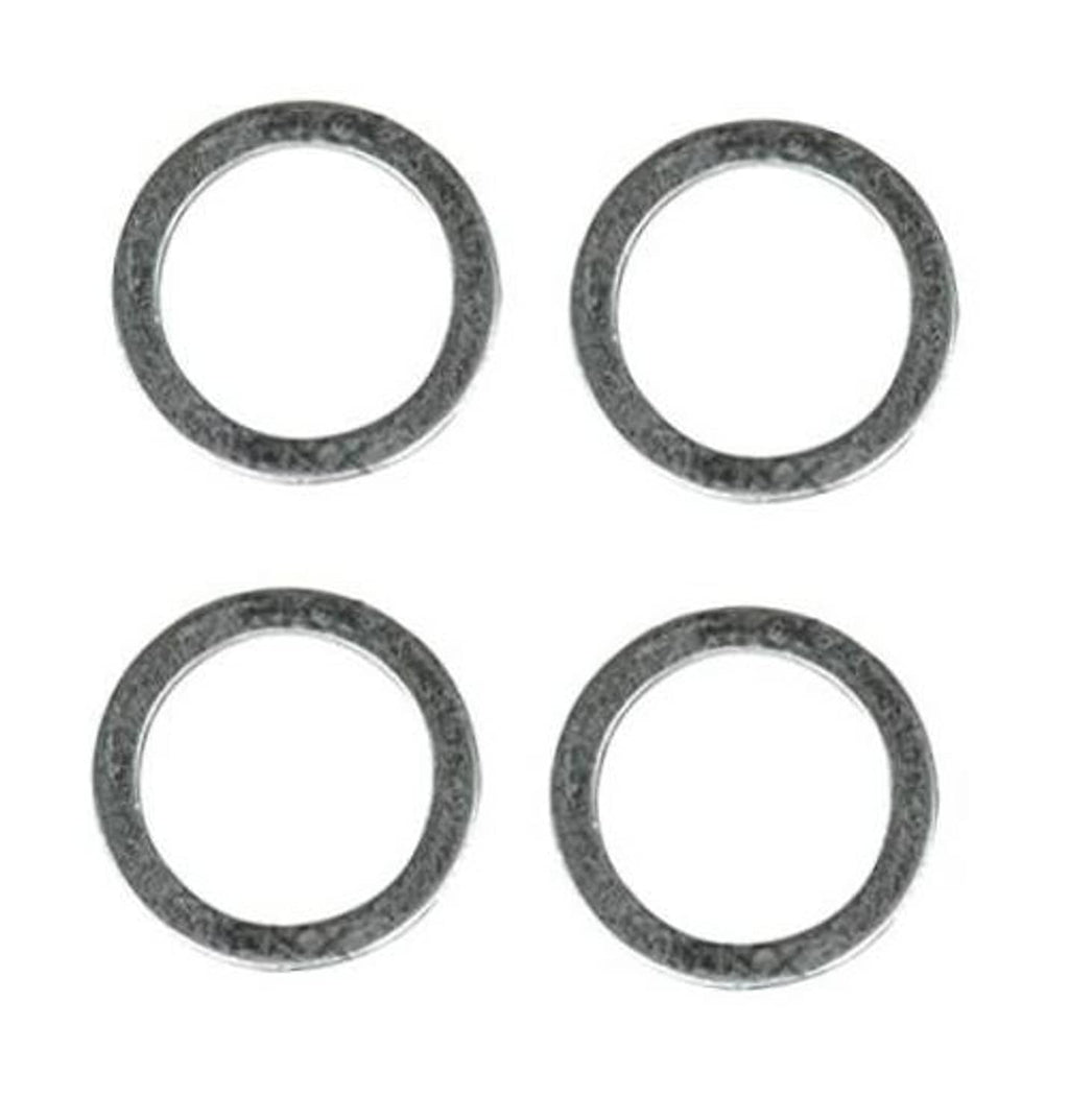 Crush washer gasket set of four metal rings, flat circular shape