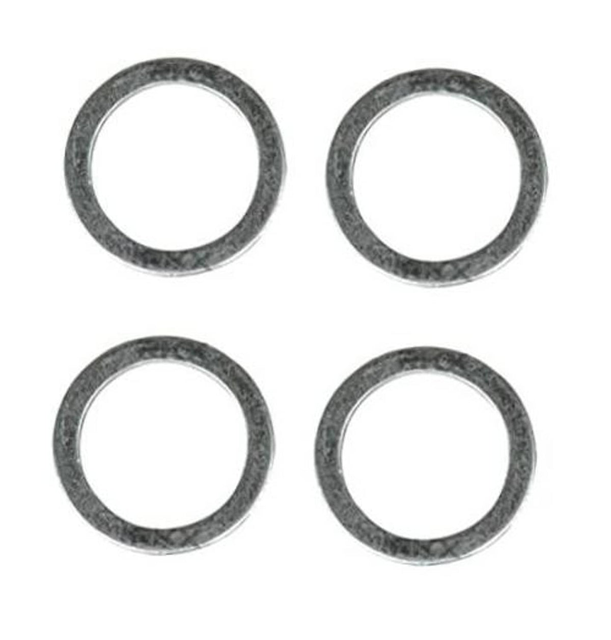 Crush washer gasket set of four metal rings, flat circular shape