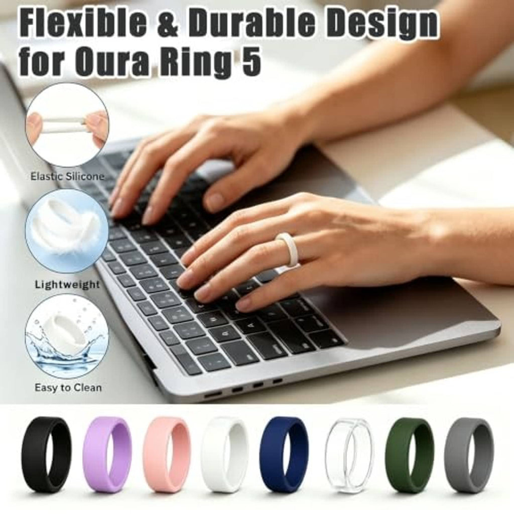 Set of color silicone ring covers, arranged in a row from dark to light