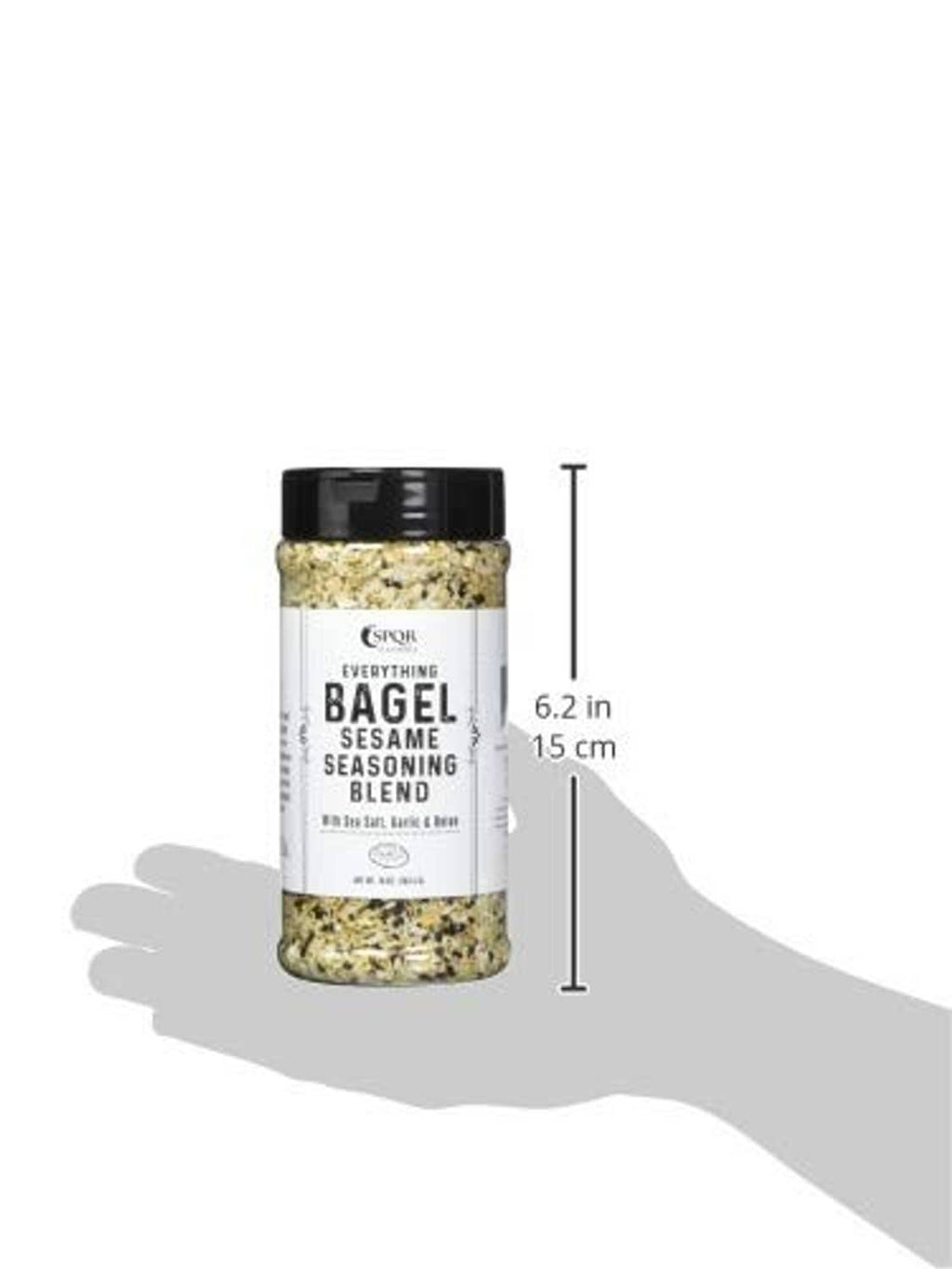 Everything bagel seasoning blend jar with height size measurement graphic