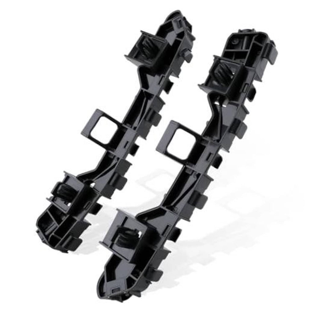 Black plastic front bumper cover support bracket, left and right with mounting tabs