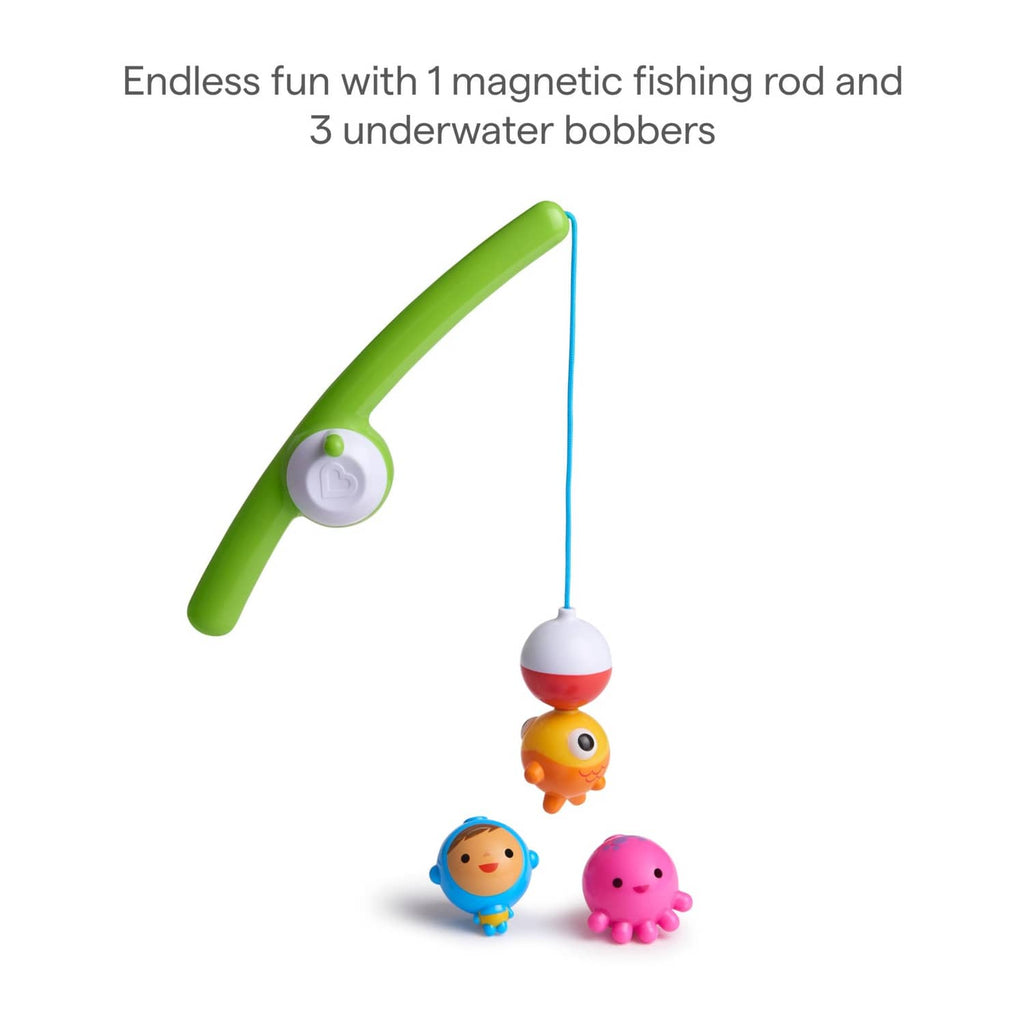 Munchkin® magnetic fishing rod bath toy with three under-water bobbers
