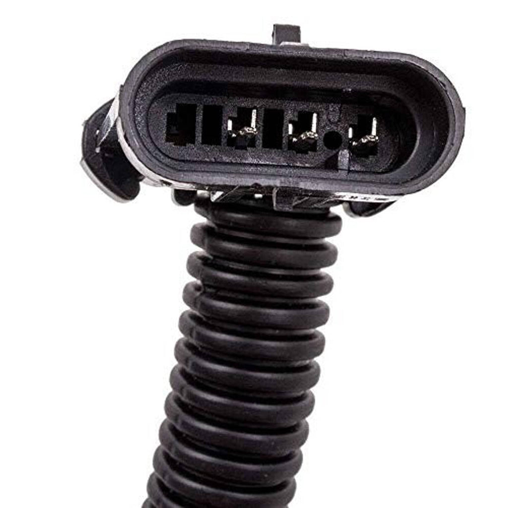 Electrical connector end for turbo vane position sensor with exposed pin terminals
