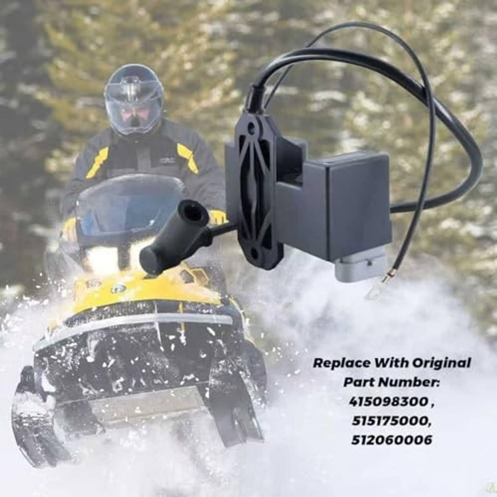 Ignition coil module with wiring harness; shown near snowmobile front
