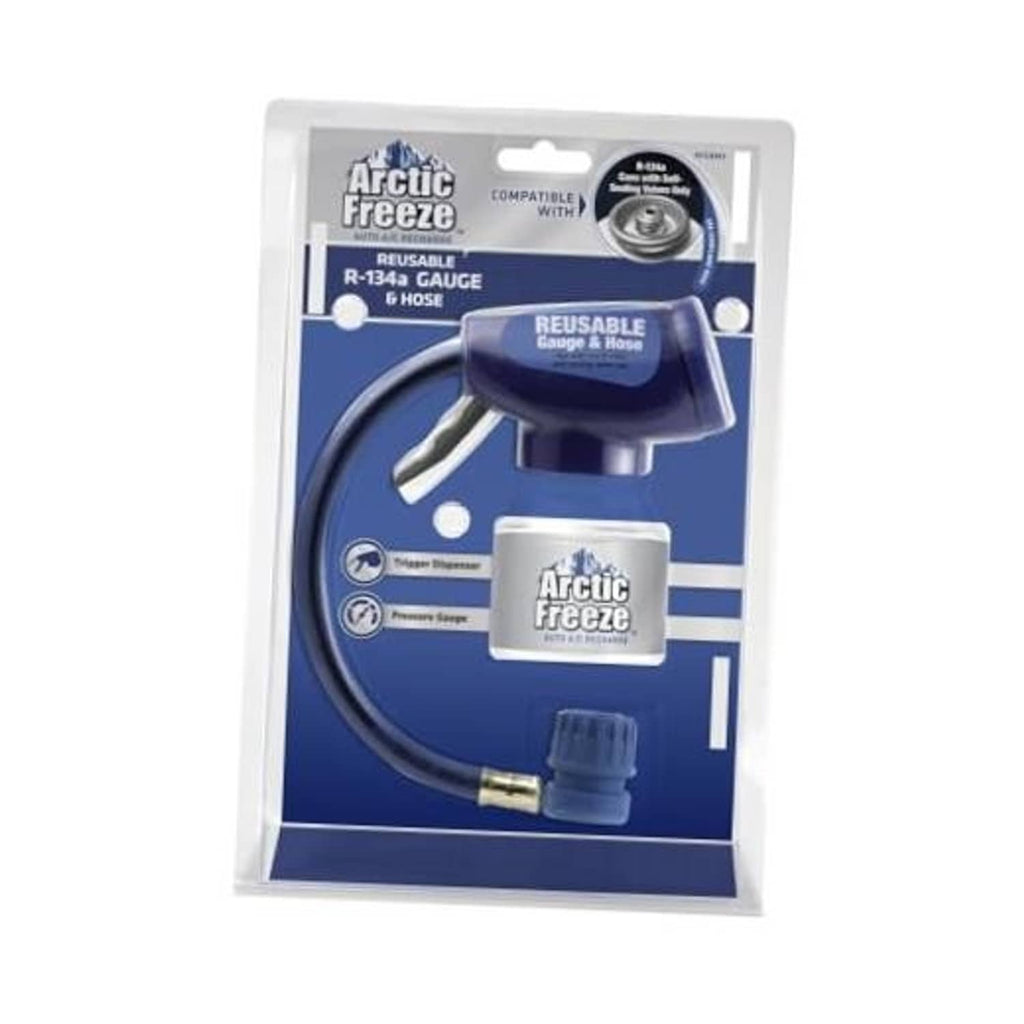 Arctic Freeze reusable AC refrigerant gauge and hose kit in retail package