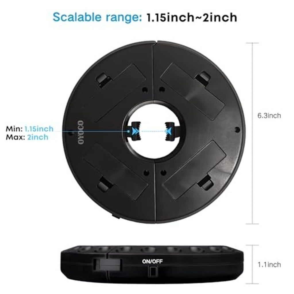 Patio umbrella light underside with clamp segments, ON/OFF control, and LED ring