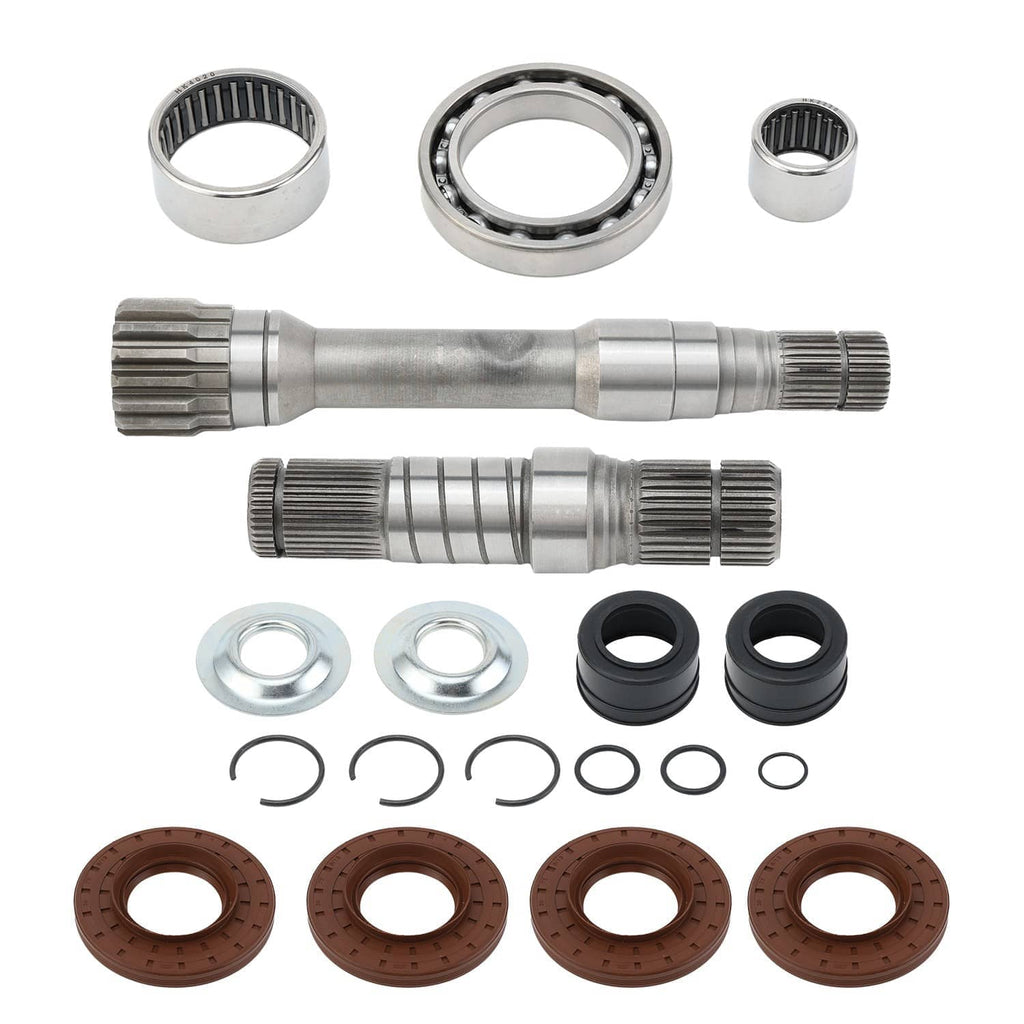 Exploded differential rebuild kit: intermediate shaft, bearings, seals, axle boots, O-rings