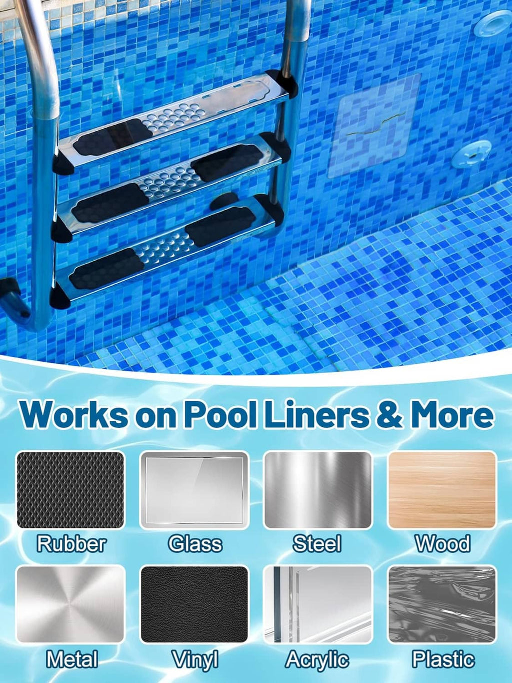 Clear pool liner repair patches for vinyl liners and other smooth surfaces, 20 pcs
