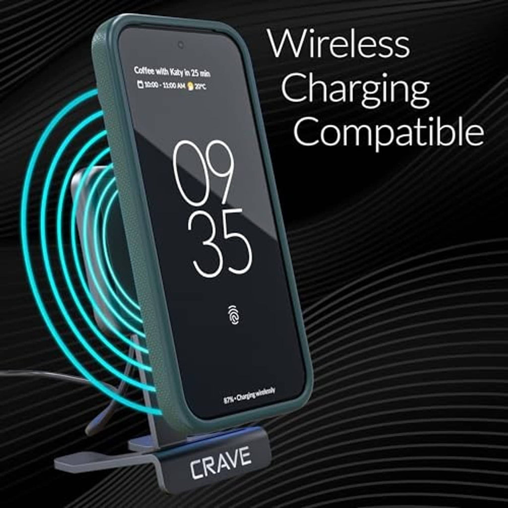 Forest green wireless charging compatible phone case with side stand position