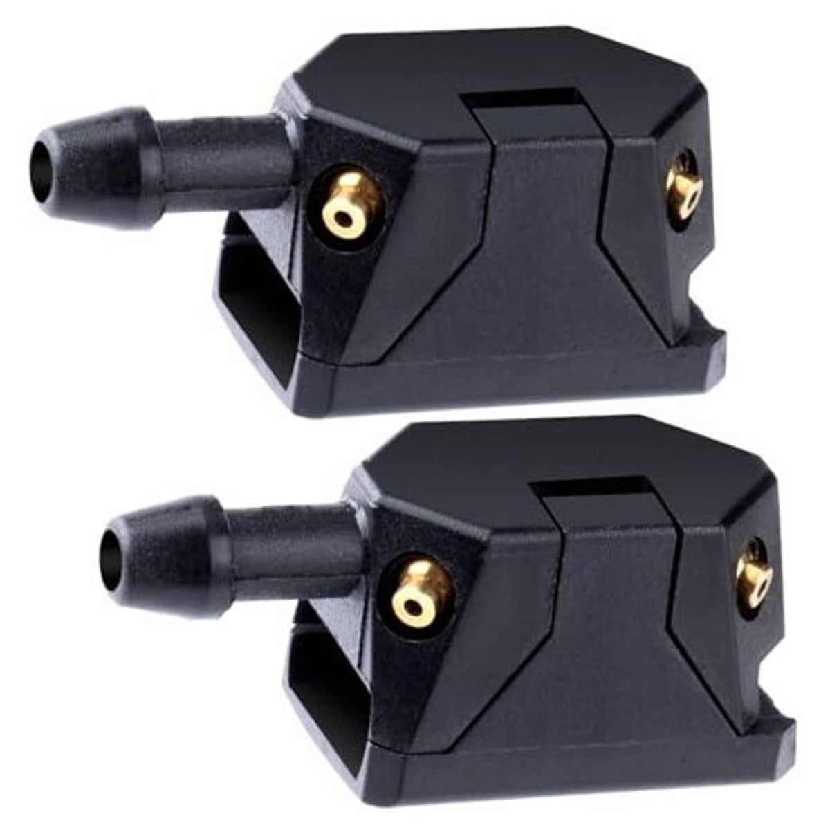 Adjustable windshield washer nozzles, black plastic with brass core, 2 pack