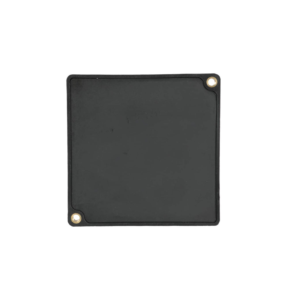 Black square relay control module with corner mounting screws