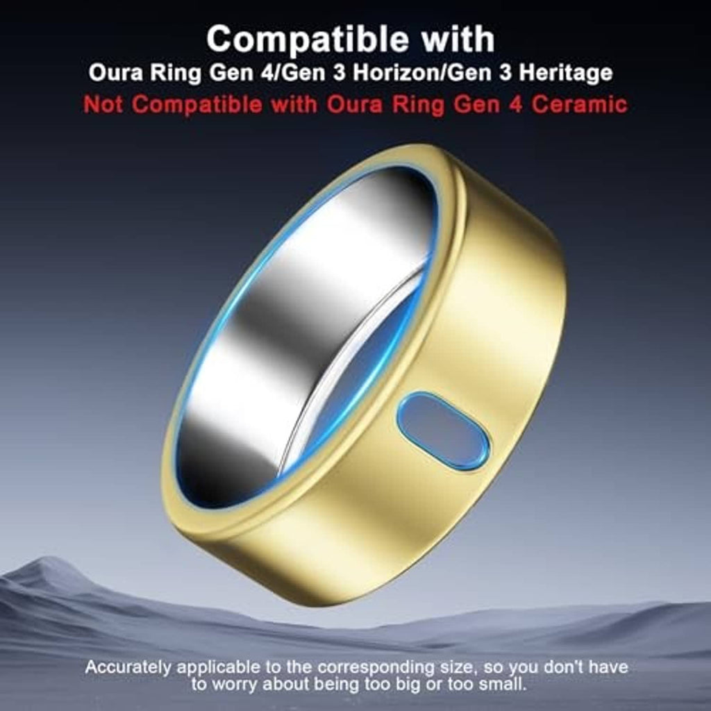 Gold ring cover with oval side opening and glossy inner band surface.