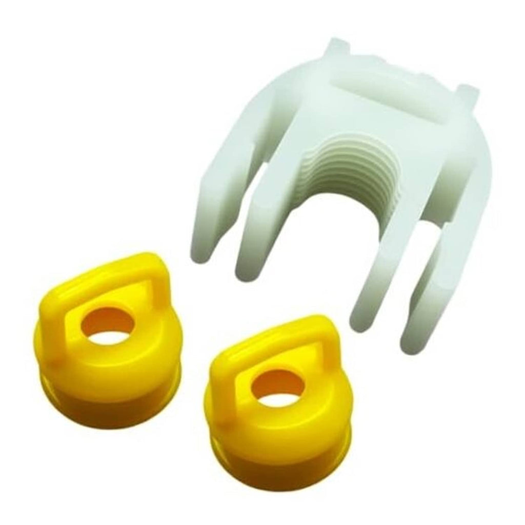 Transmission shifter linkage bushing kit: white fork bushing and two yellow bushings