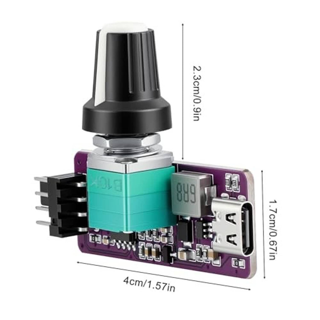 PWM fan speed adapter controller with teal module, black dial, display, 4cm by 2.3cm size