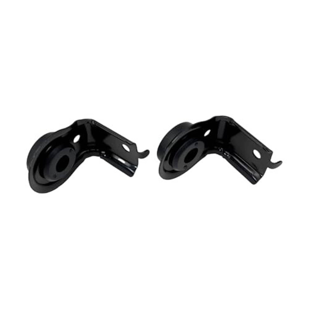Black upper radiator bracket set with rubber isolators, 2 pcs, curved mount view