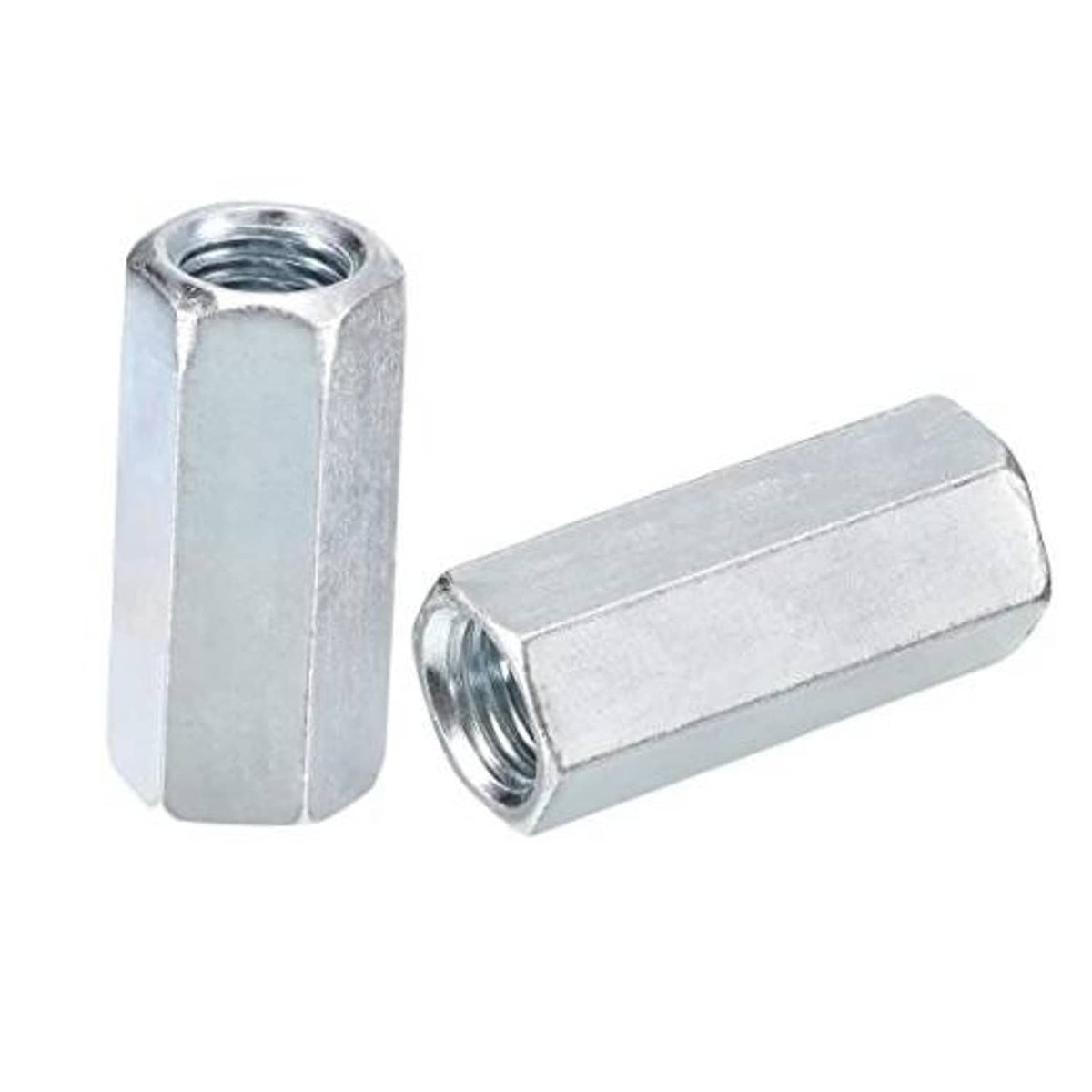 Galvanized hex coupling nut sleeve with internal threads, steel for M14 rods (2 pieces)