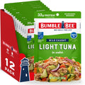 Bumble Bee light tuna in water pouch, green package with “Wild Caught” and 5 oz net wt