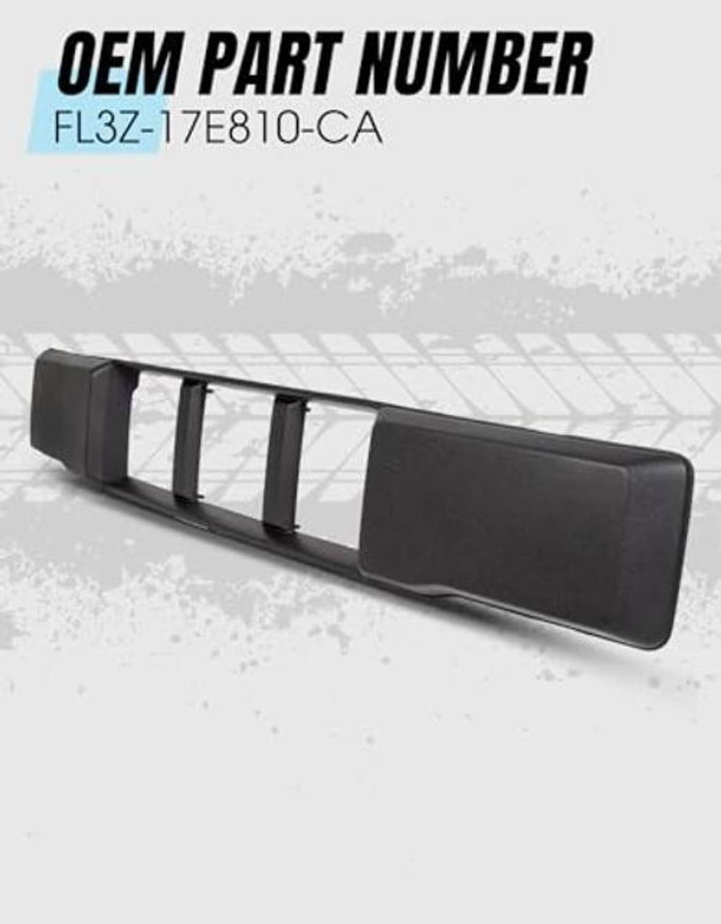 Black front lower grille trim bar with four vertical slats, OEM-style part
