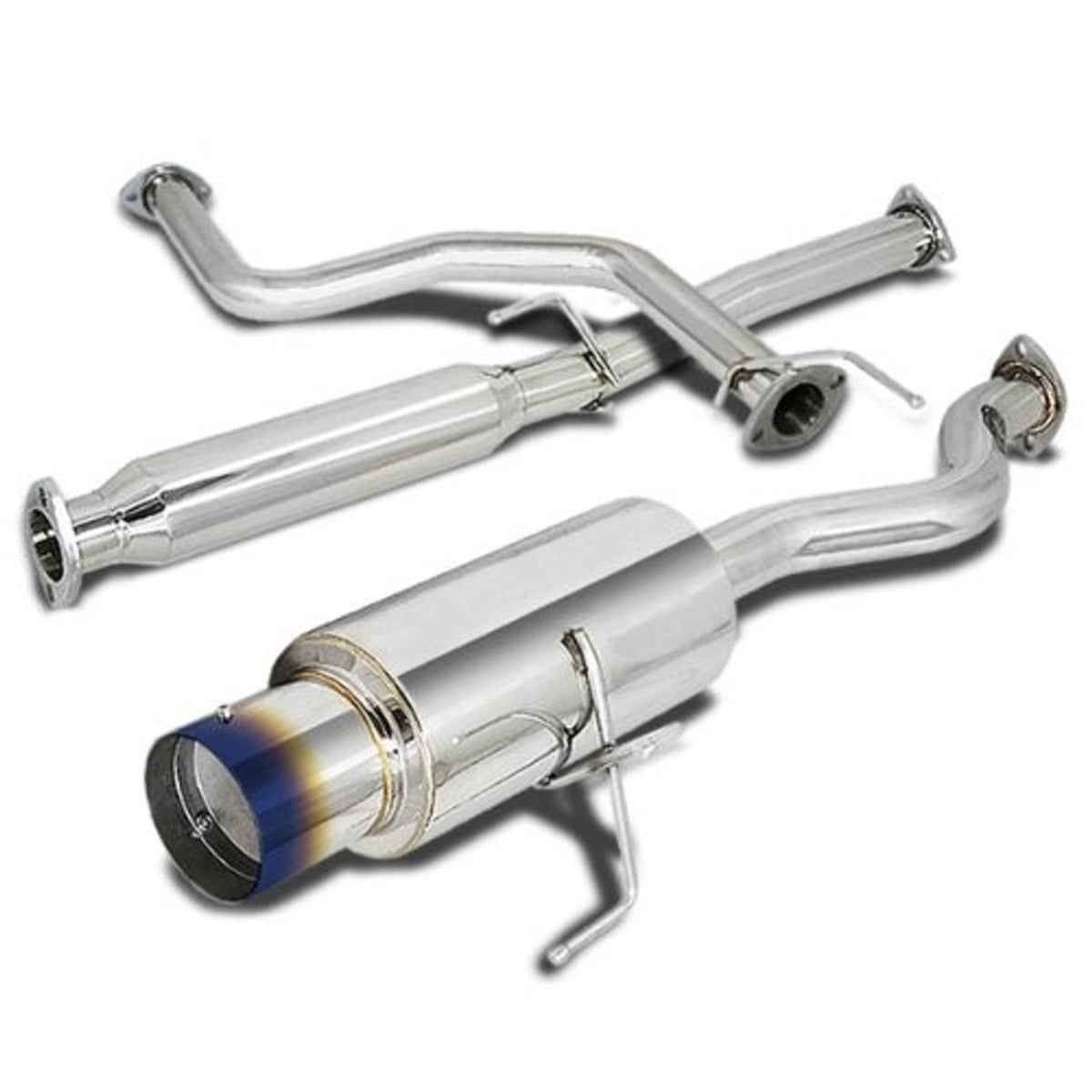 Stainless steel cat-back exhaust set with muffler and single round outlet tip