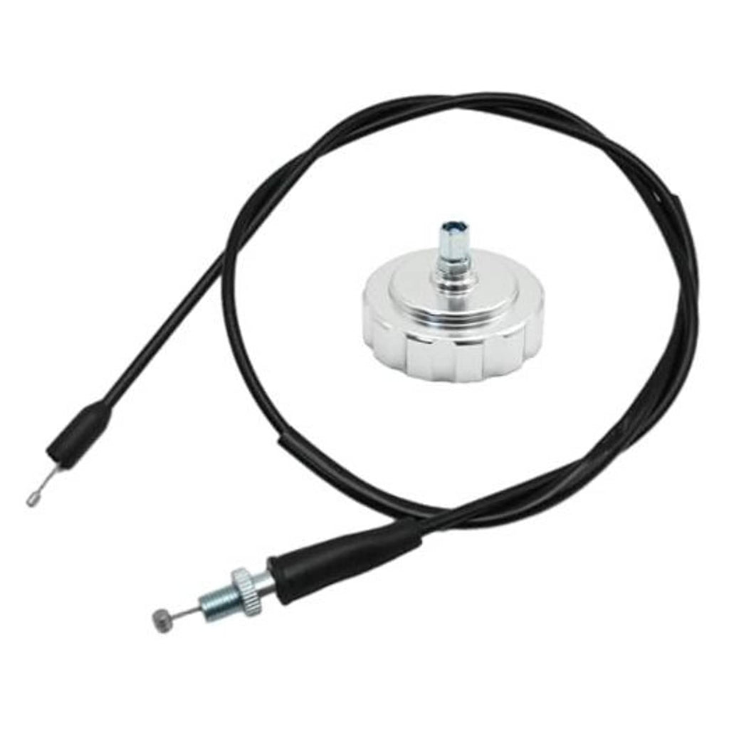 Throttle cable kit with eliminator, black cable and silver round adjuster