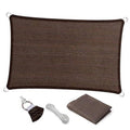 Brown rectangular sun shade sail with grommets at corners and included rope set