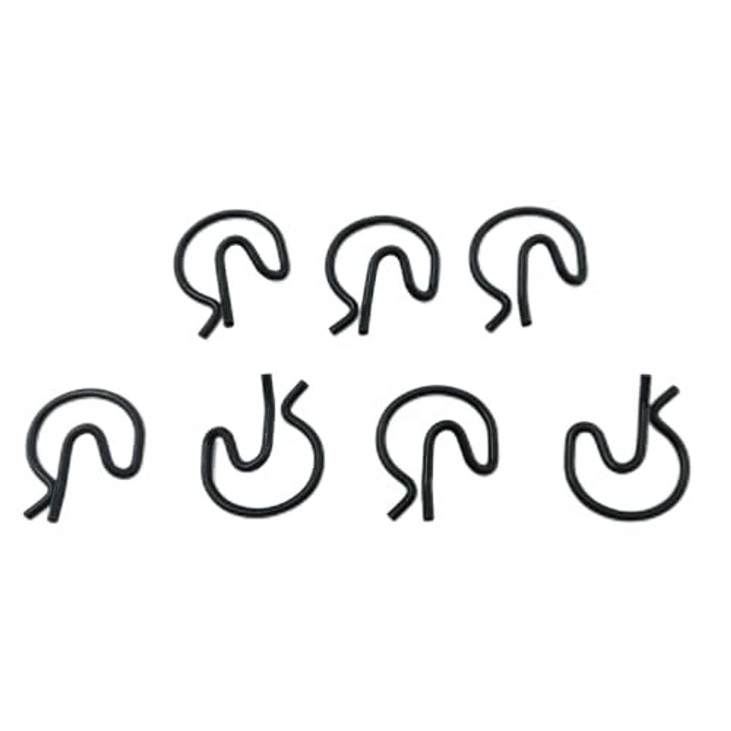 U-shaped spring clips for manual shifter bushing kit, black with hooked ends