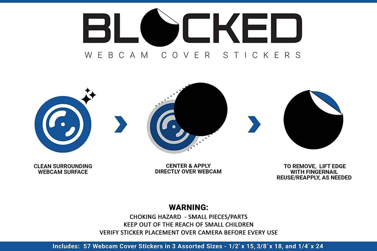 Webcam cover sticker sheet with small black circular privacy tabs