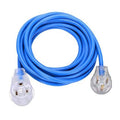 Blue heavy-duty welding extension cord with NEMA 6-50P plugs, 25 ft coil